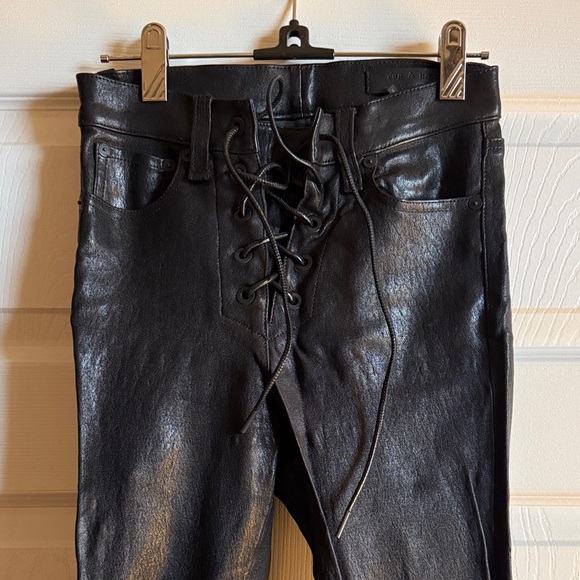 rag & bone Pants - Rag and Bone real leather Black Lace-Up Leather Pants